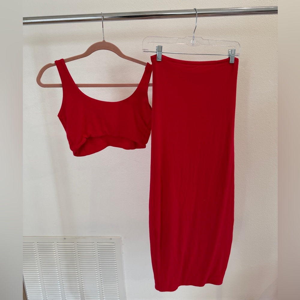 Naked Wardrobe Red Skirt Set - Picture 2 of 3